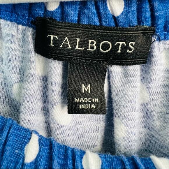 Talbots Boat Neck 3/4 Sleeve Polka Dot Knit Top Blue White Medium - Picture 9 of 10